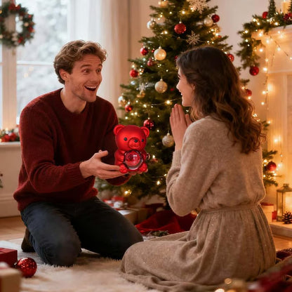 🧸 Teddy Bear with Real Preserved Rose & Necklace 🌹💝