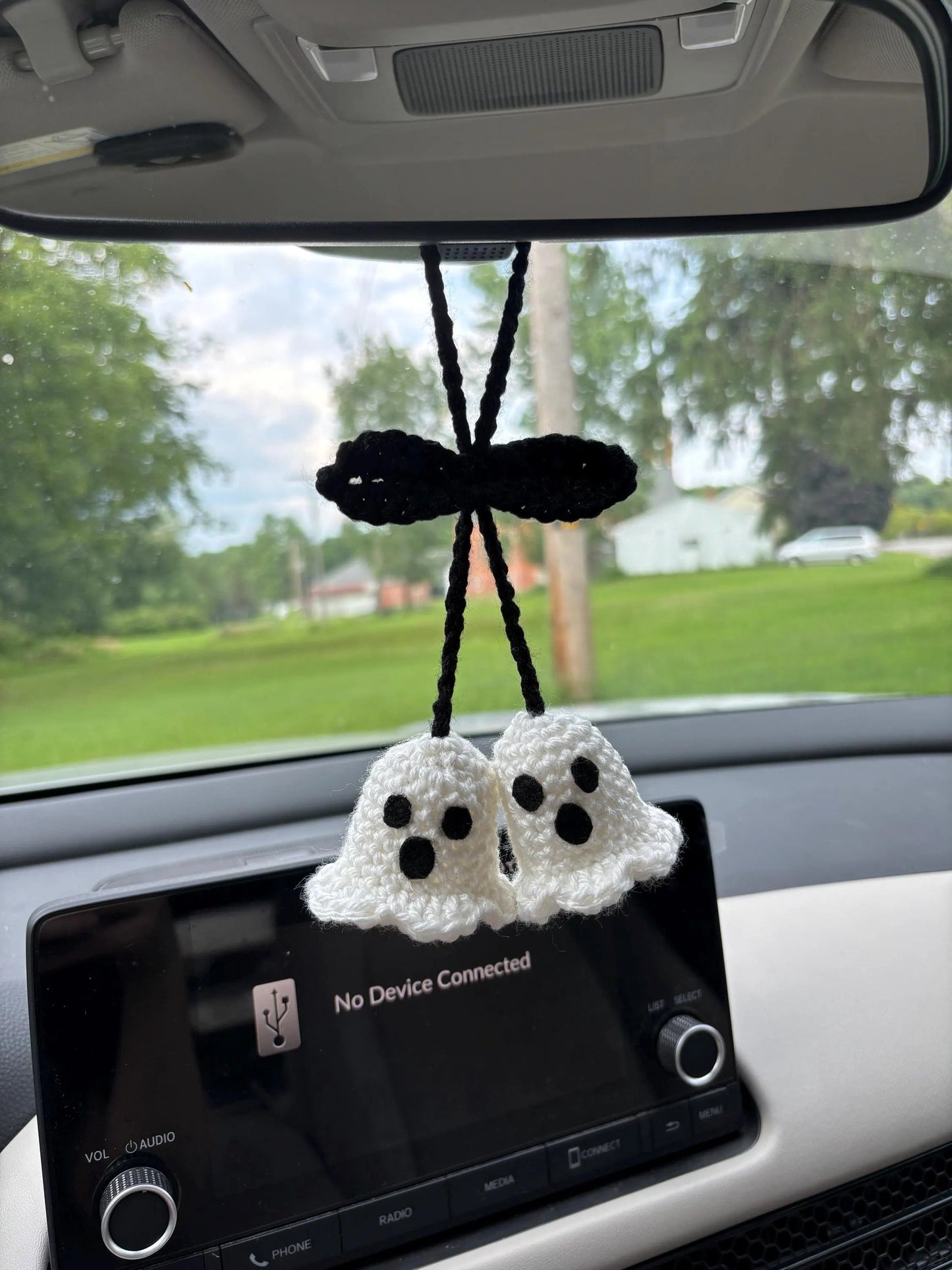 👻Handmade Crochet Ghost Car charm