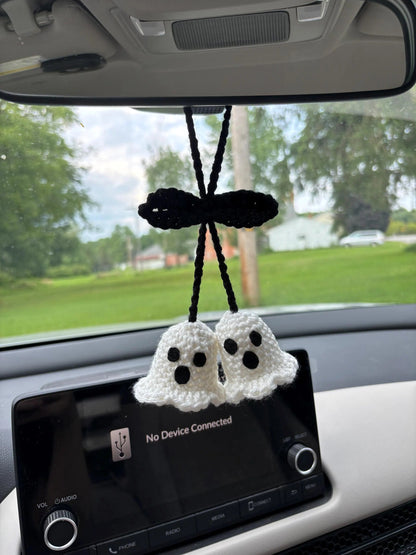 👻Handmade Crochet Ghost Car charm
