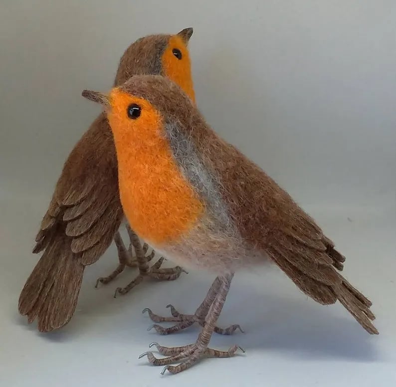 🎈Festigadget Eco-Friendly Needle Felted Bird Collection – Handmade Wool Songbirds (Wren/Chickadee/Bluebird/Magpie/Robin/Cardinal) – Sustainable Wildlife Decor 🐦✨