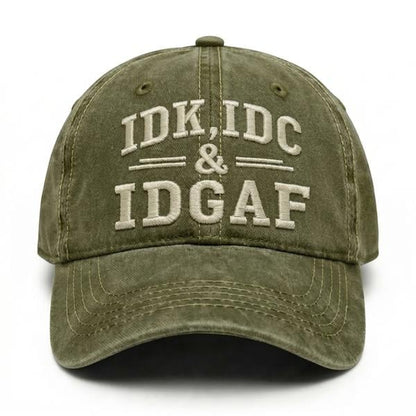 IDK, IDC, IDGAF 🤙Adjustable Vintage Washed Baseball Cap | Your No-Fuss Daily Staple, Perfect Gift For Dad & Husband🎁