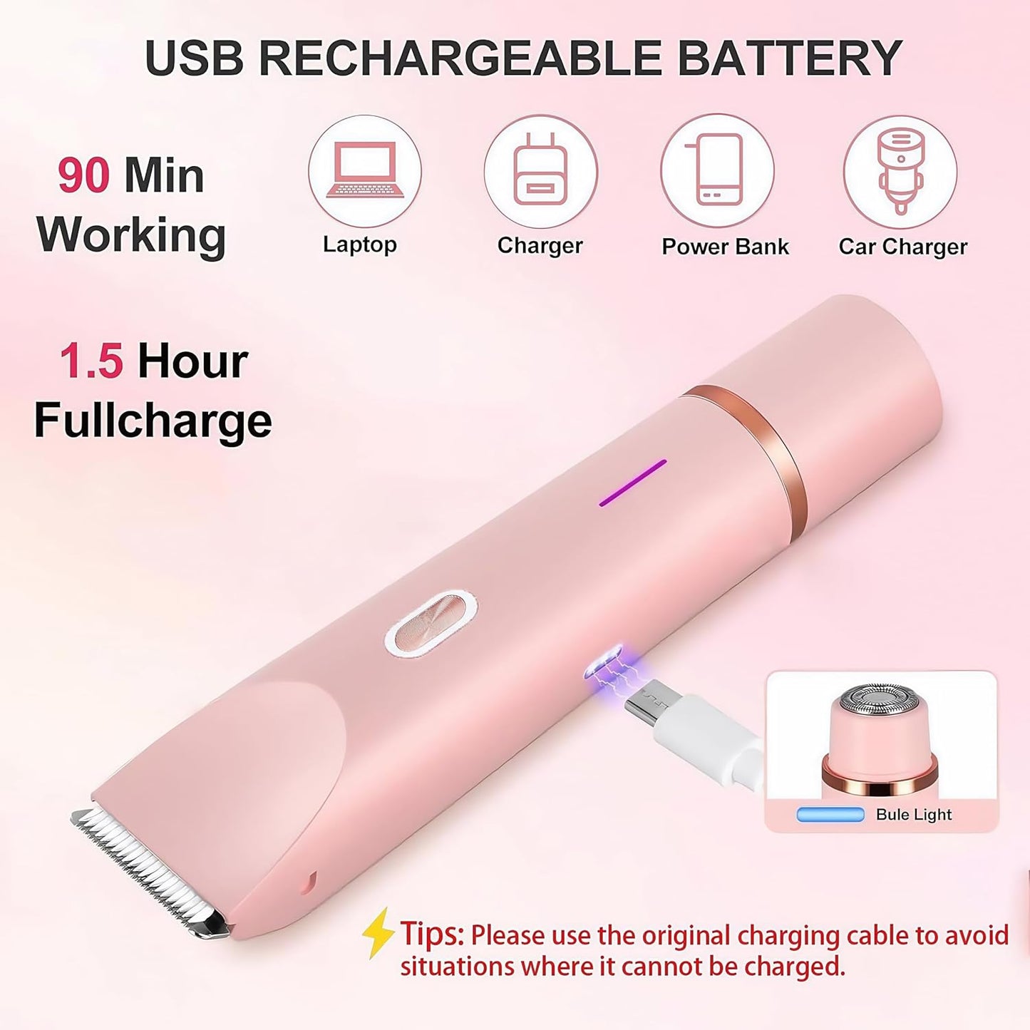 🔥Limited Time 49% Off🔥Bikini Trimmer for Women, Electric Shaver and Razor Rechargeable 2-in-1 Body and Facial Epilator