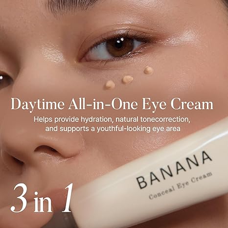 BANANA Conceal Cream, Hydrating Under Eye Cream & Dark Circle Coverage, Anti-Fine Lines & Smoothing, Non-Sticky, Korean Skincare, 0.52 oz