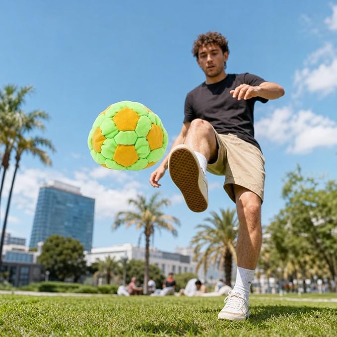6 Pack Soccer Hackys Footbag Sacks - Soft Plush Footbags for Adults