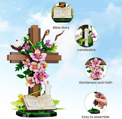🔥Special Price $39.99 Only Today!!!💐Jesus Cross Flower Building Building Blocks Set✝️[Officially Authorized]