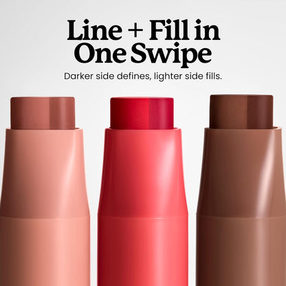 sacheu DoubleDown Lip Definer - 2-in-1 Lip Liner & Balm, Long-Lasting K-Beauty Lipstick with Satin Finish, Avocado Oil & Vitamin E