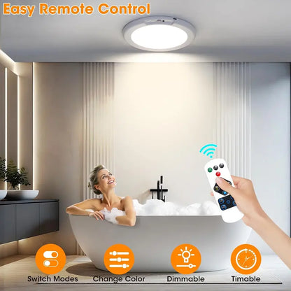 Luz de techo recargable con Sensor de movimiento de luz de techo recargable con mando a distancia - luz de techo inalámbrica magnética alimentada por batería para las escaleras de ducha del armario arrojar Patio del vestíbulo del porche ect