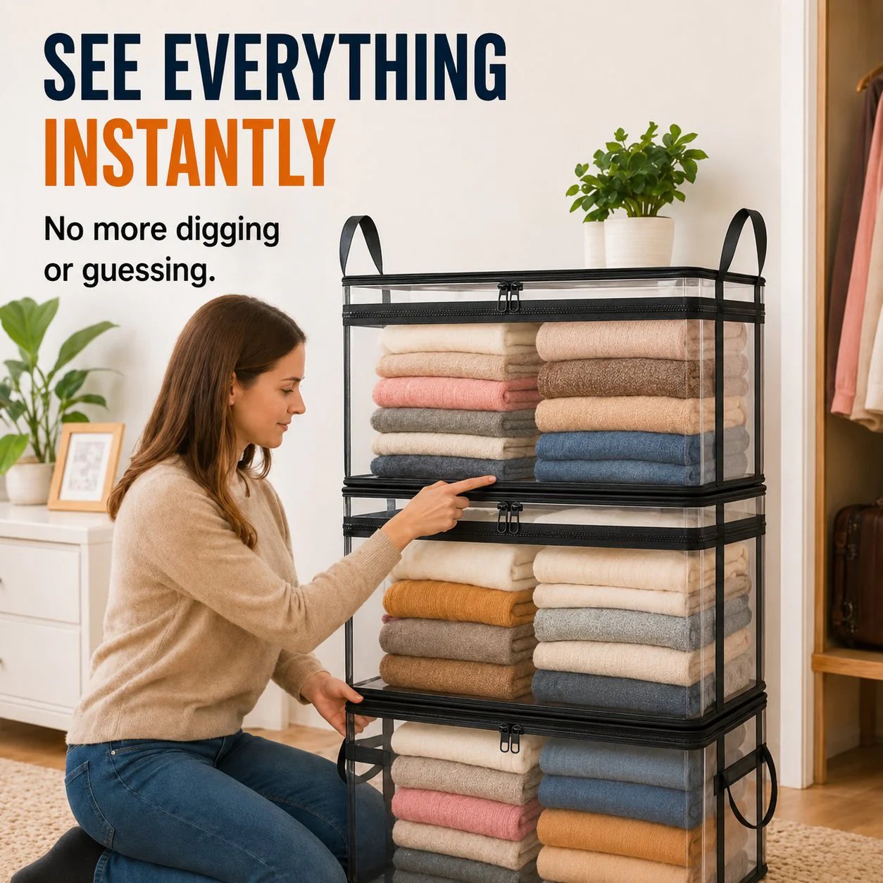 🧺Large Clear Storage Box✨ Keep Your Home Organized