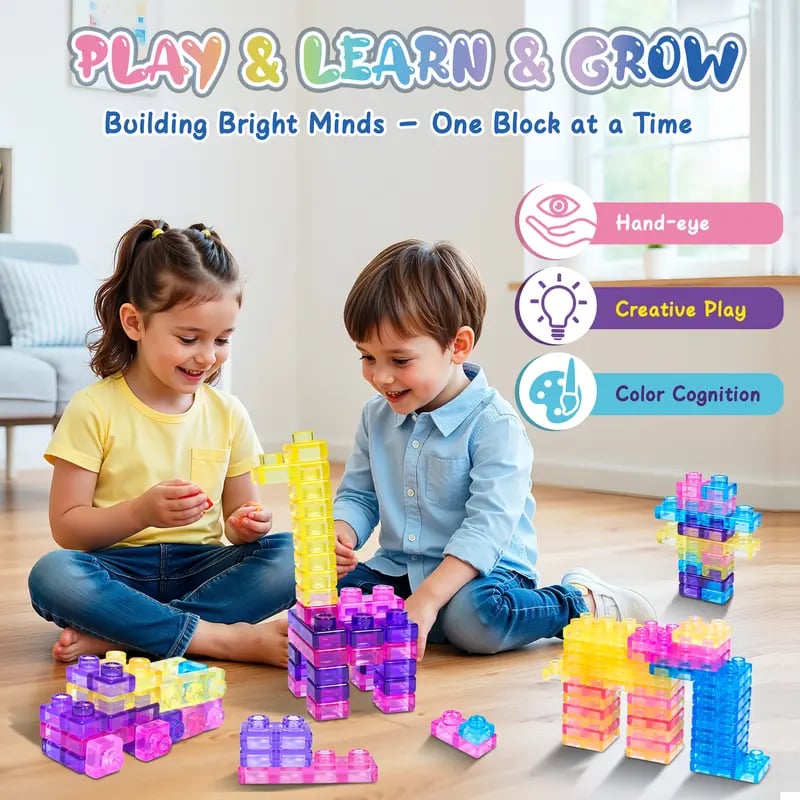 🧩GUMMY BLOC: 40-Piece Montessori Sensory Building Soft Blocks (BPA-Free & Non-Toxic Soft Silicone)