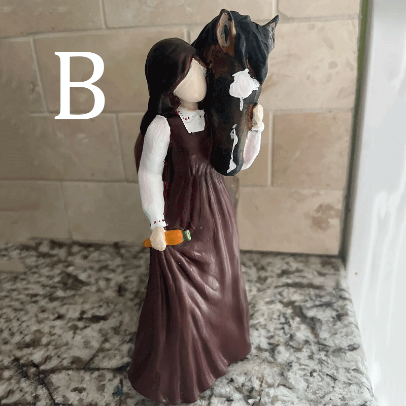 🐴 Warmly embracing horse girl statue