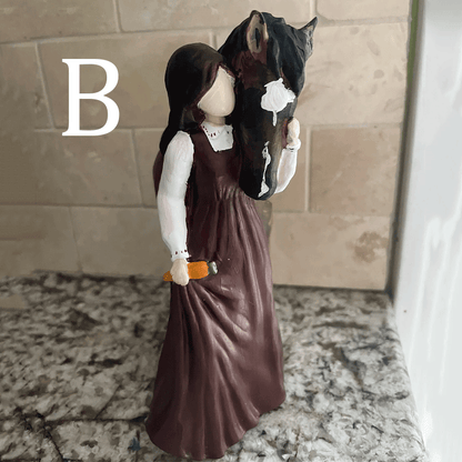 🐴 Warmly embracing horse girl statue