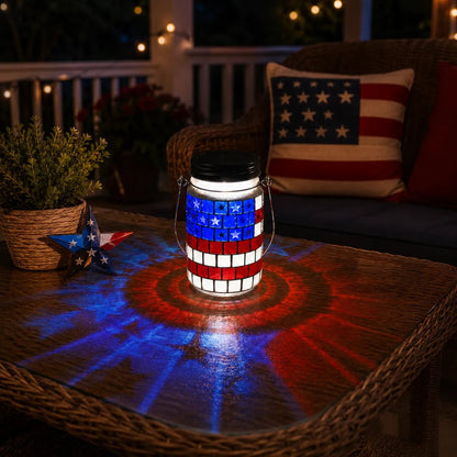 🔥Limited Edition, Only 100 Sets Left! - 4th of July Solar Patriotic Mason Jar Lantern