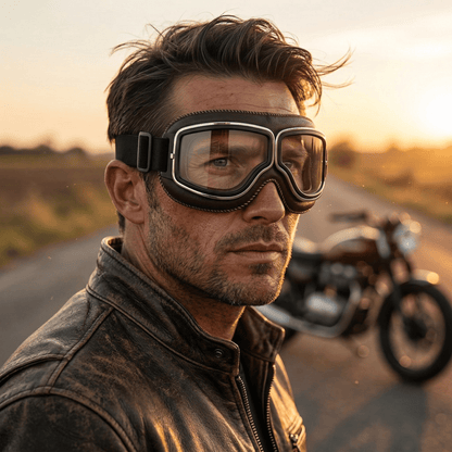 OTG Vintage Motorcycle Goggles🕶️ - Fits Over Prescription Glasses, Soft Padded Retro Riding Glasses with Anti-Slip Strap & UV400
