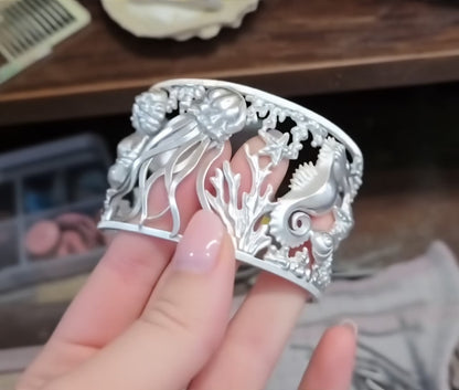 🔥Last Day 49% OFF - 🌊🪸Gorgeous Coral Reef Silver Sea Creature Bracelet✴️(Handcrafted in Sterling Silver)