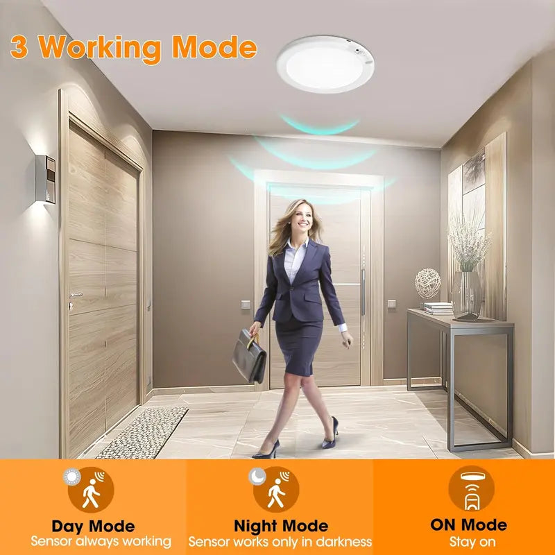 Luz de techo recargable con Sensor de movimiento de luz de techo recargable con mando a distancia - luz de techo inalámbrica magnética alimentada por batería para las escaleras de ducha del armario arrojar Patio del vestíbulo del porche ect