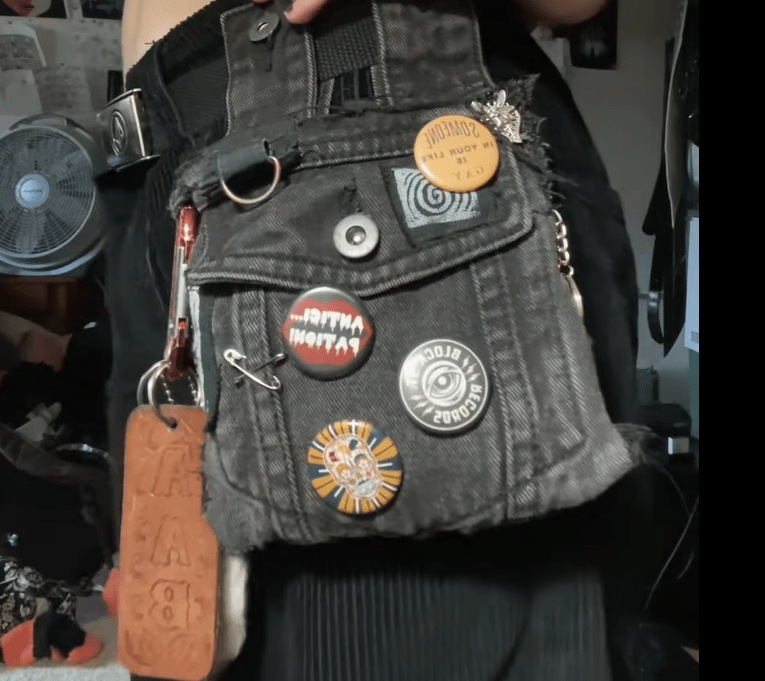 Handcrafted Punk Denim Waist Bag