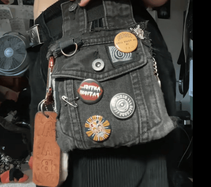 Handcrafted Punk Denim Waist Bag