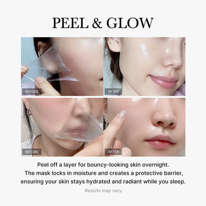 Collagen Night Wrapping Mask：Awaken Your Glow: Quick Dry Easy Peel Overnight Collagen Facial Mask