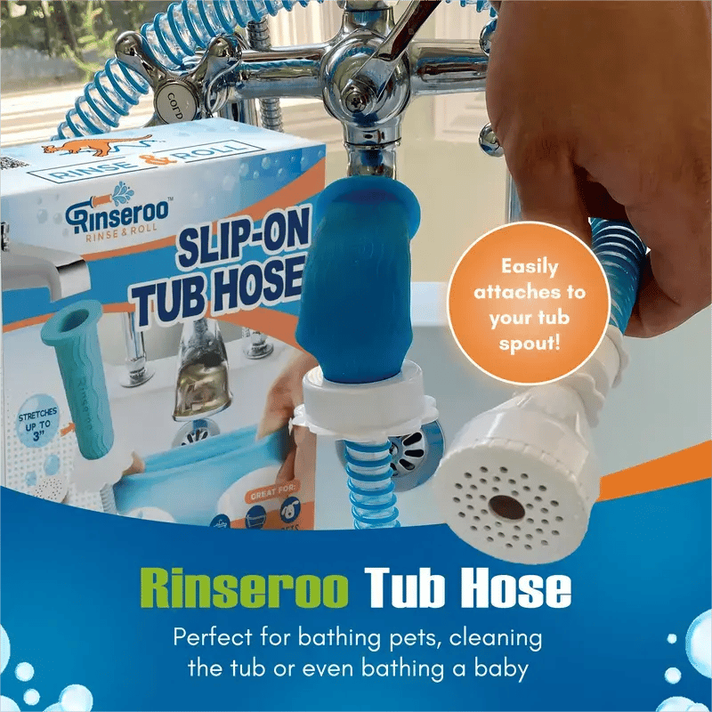 🚿 No-Tool Slip-On Tub Sprayer for Pet & Baby Bathing | 5 Ft Hose with 10" Strap