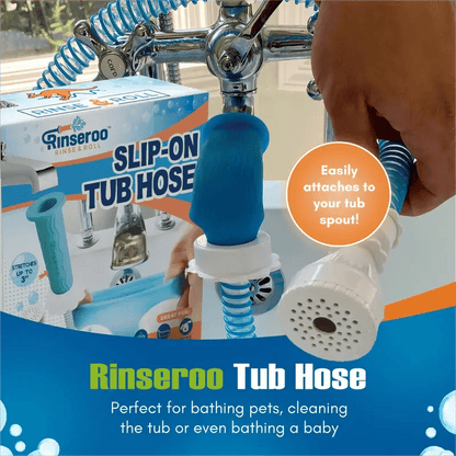 🚿 No-Tool Slip-On Tub Sprayer for Pet & Baby Bathing | 5 Ft Hose with 10" Strap