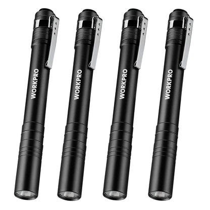 🛠️4-Pack WORKPRO LED Pen Light -Aluminum Pocket Pen Flashlight with Clip, Ultra Bright for Inspection, Emergency & Daily Use