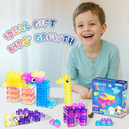 🧩GUMMY BLOC: 40-Piece Montessori Sensory Building Soft Blocks (BPA-Free & Non-Toxic Soft Silicone)
