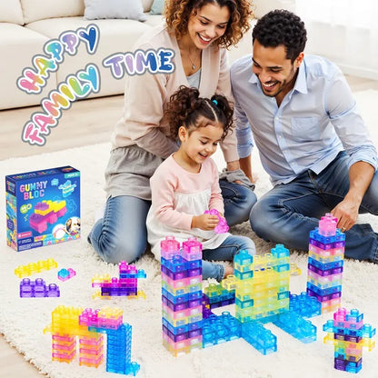 🧩GUMMY BLOC: 40-Piece Montessori Sensory Building Soft Blocks (BPA-Free & Non-Toxic Soft Silicone)