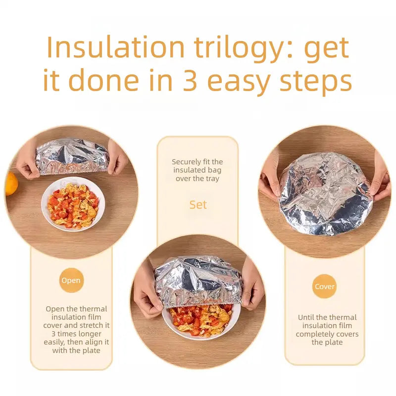 50PCS Aluminum foil heat-retaining cover for home dining tables and food containers; kitchen freshness preservation and insulation; aluminum foil