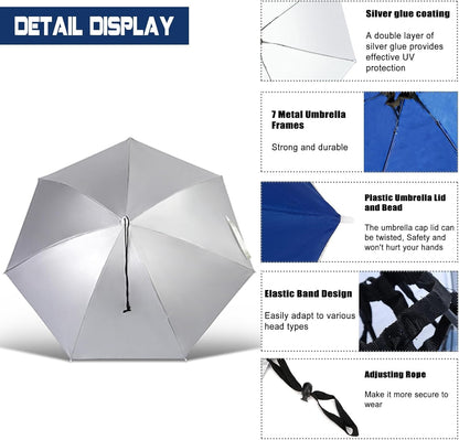 ☂️❤️Hands-Free Umbrella Hat for Adult, ☀️✨Waterproof Sun Rain UV Shield Protection Outdoor Umbrella Cap