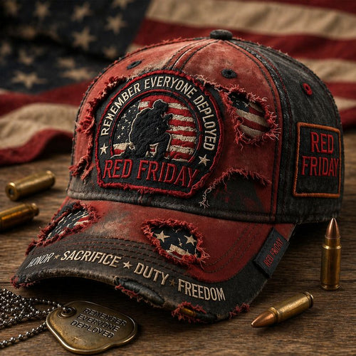 RED FRIDAY “Remember Everyone Deployed” Distressed Patriot Cap