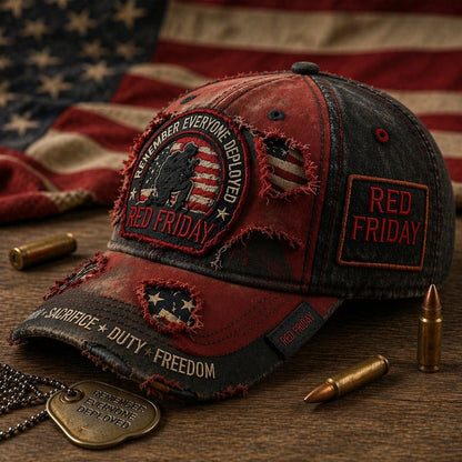 RED FRIDAY “Remember Everyone Deployed” Distressed Patriot Cap