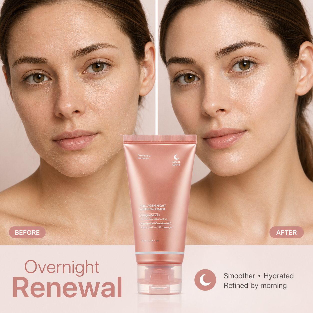 Collagen Night Wrapping Mask：Awaken Your Glow: Quick Dry Easy Peel Overnight Collagen Facial Mask