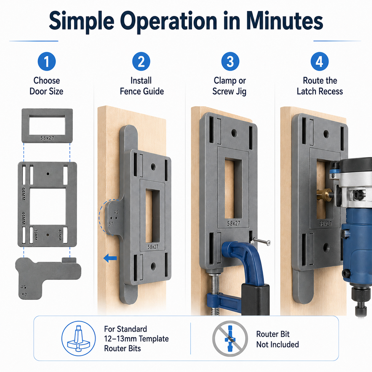 🔧 Adjustable Tubular Latch Jig Router Template