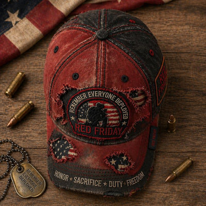 RED FRIDAY “Remember Everyone Deployed” Distressed Patriot Cap