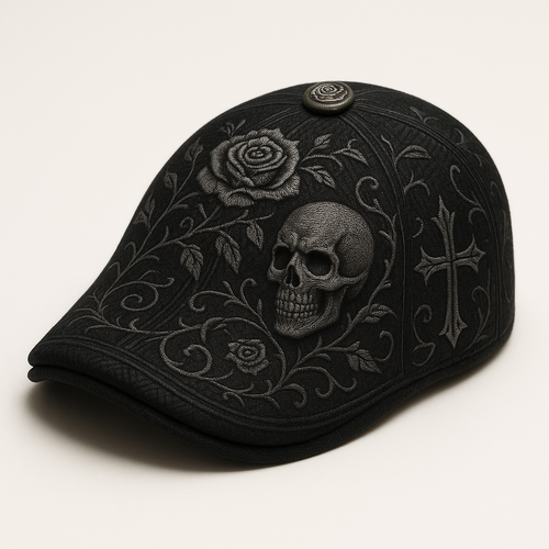 Skull & Thorn Flat Cap