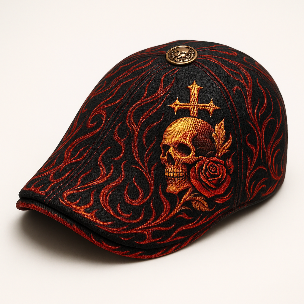 Skull & Thorn Flat Cap