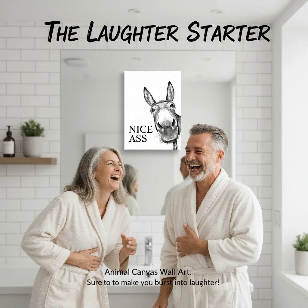 🔥🔥New Year 49% Off--Funny Bathroom Wall Art - "Nice Ass" Donkey Print(No Frame)