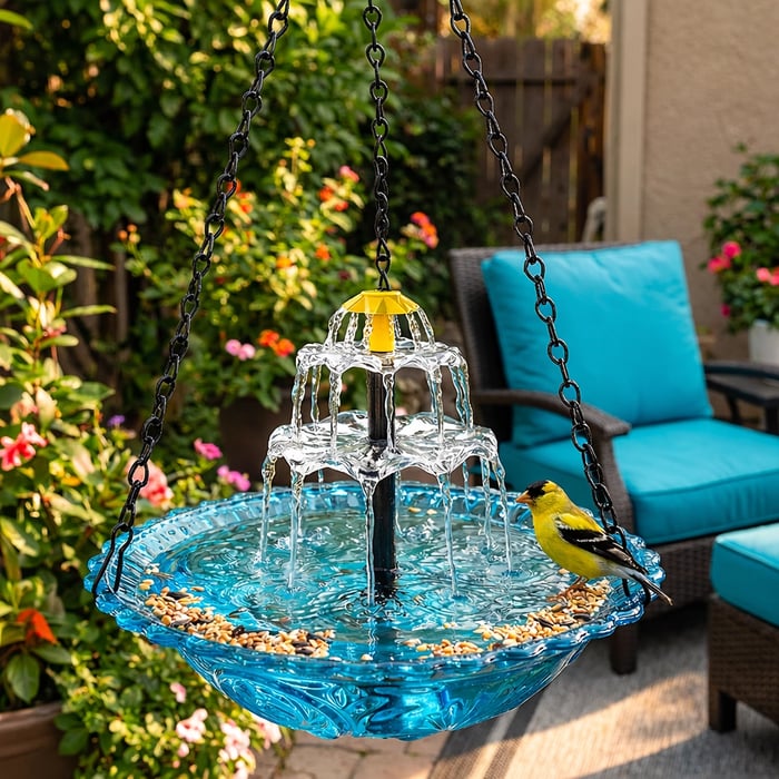 ✨2026 Spring Special Offer 49% off-🐦Solar Cascade Hanging Bird Bath Fountain