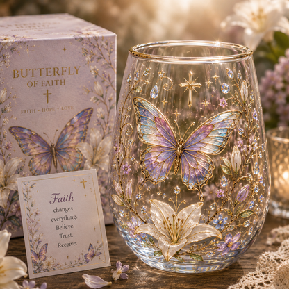 🦋✝Butterfly of Faith Glass Cup