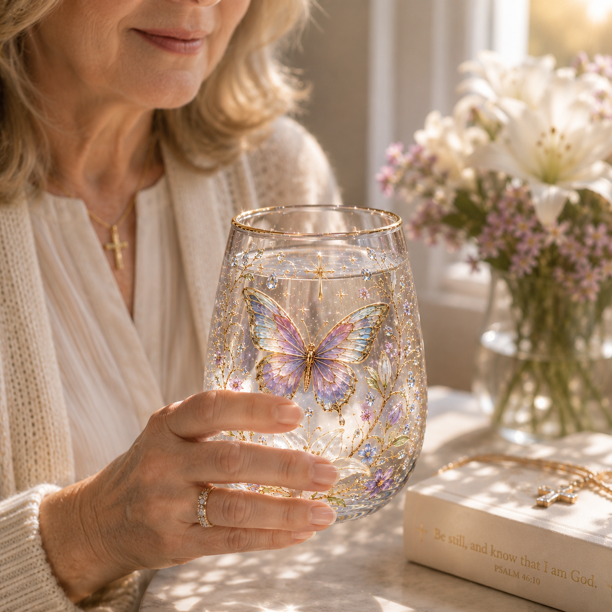 🦋✝Butterfly of Faith Glass Cup