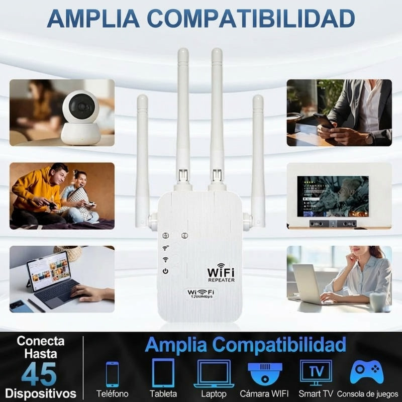 🎁 ¡Último Día de Promoción al 50%! 🔥 Amplificador WiFi 2026, 1200Mbps Banda Dual (5GHz/2.4GHz), Amplificador de Señal, Cubre 10,000 pies² y 50 Dispositivos, Repetidor con Puerto Ethernet.