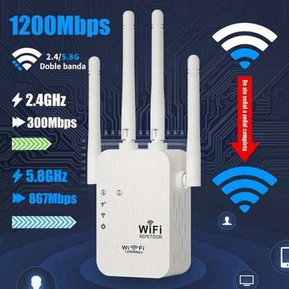🎁 ¡Último Día de Promoción al 50%! 🔥 Amplificador WiFi 2026, 1200Mbps Banda Dual (5GHz/2.4GHz), Amplificador de Señal, Cubre 10,000 pies² y 50 Dispositivos, Repetidor con Puerto Ethernet.