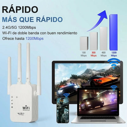🎁 ¡Último Día de Promoción al 50%! 🔥 Amplificador WiFi 2026, 1200Mbps Banda Dual (5GHz/2.4GHz), Amplificador de Señal, Cubre 10,000 pies² y 50 Dispositivos, Repetidor con Puerto Ethernet.