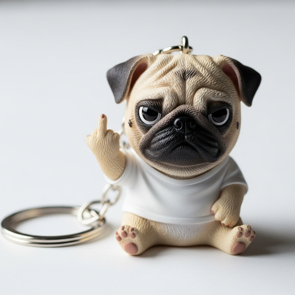 Middle Finger Pup Keychain