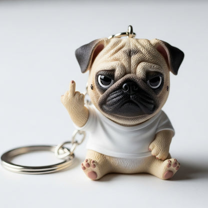 Middle Finger Pup Keychain