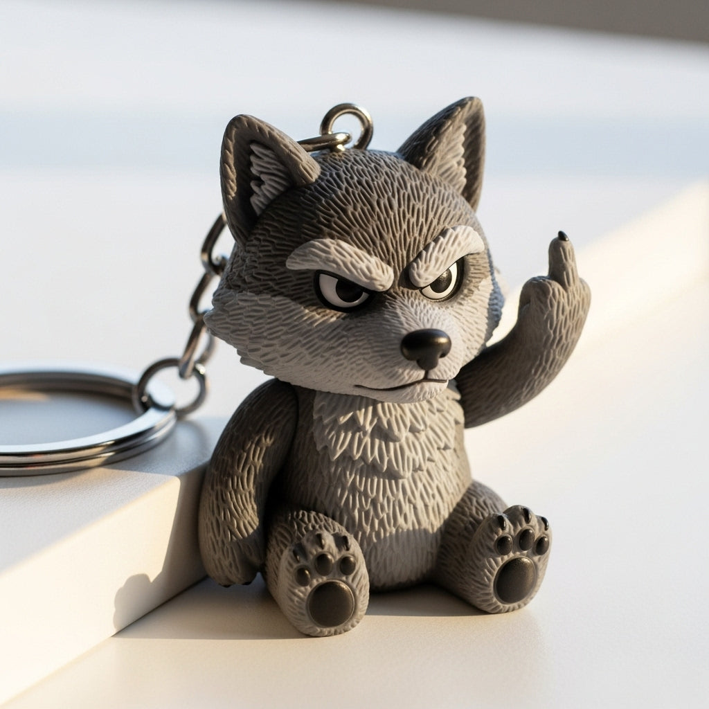 Funny Middle Finger Animal Keychain