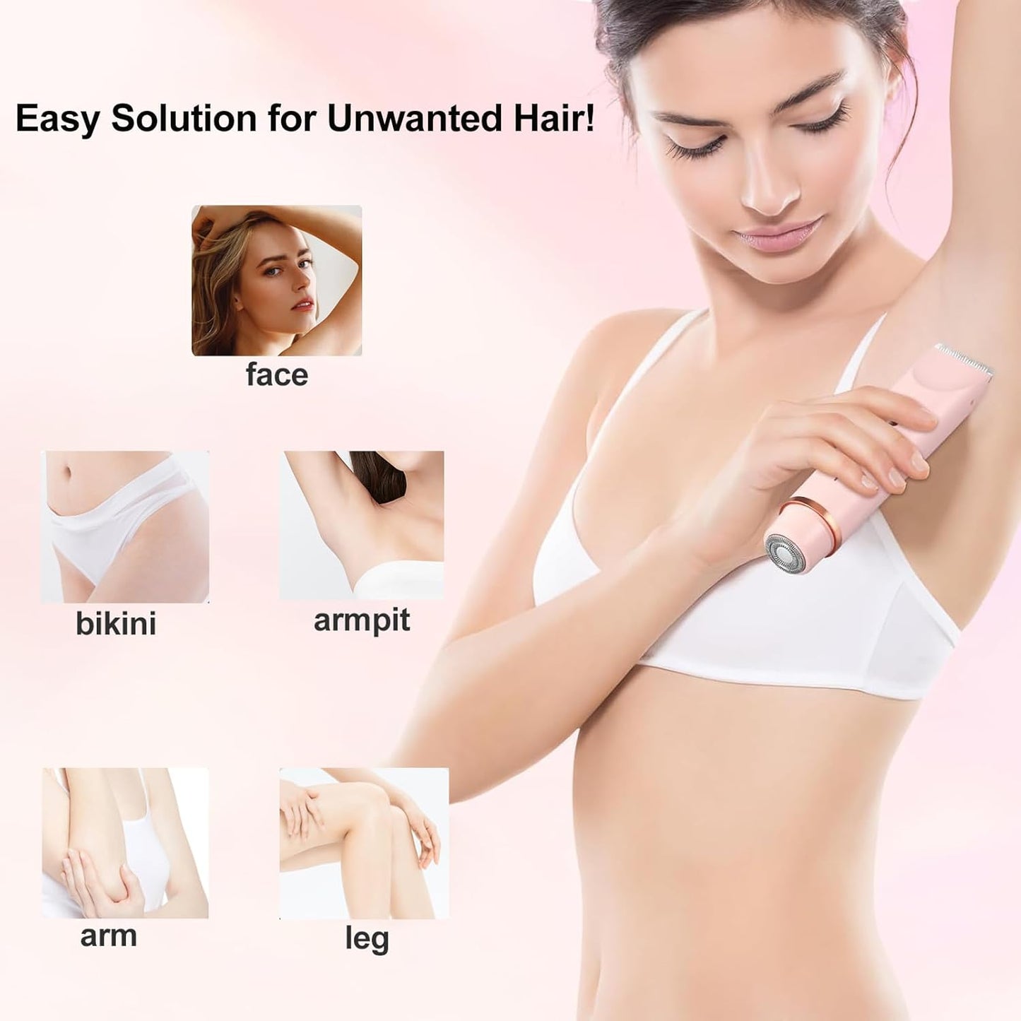 🔥Limited Time 49% Off🔥Bikini Trimmer for Women, Electric Shaver and Razor Rechargeable 2-in-1 Body and Facial Epilator