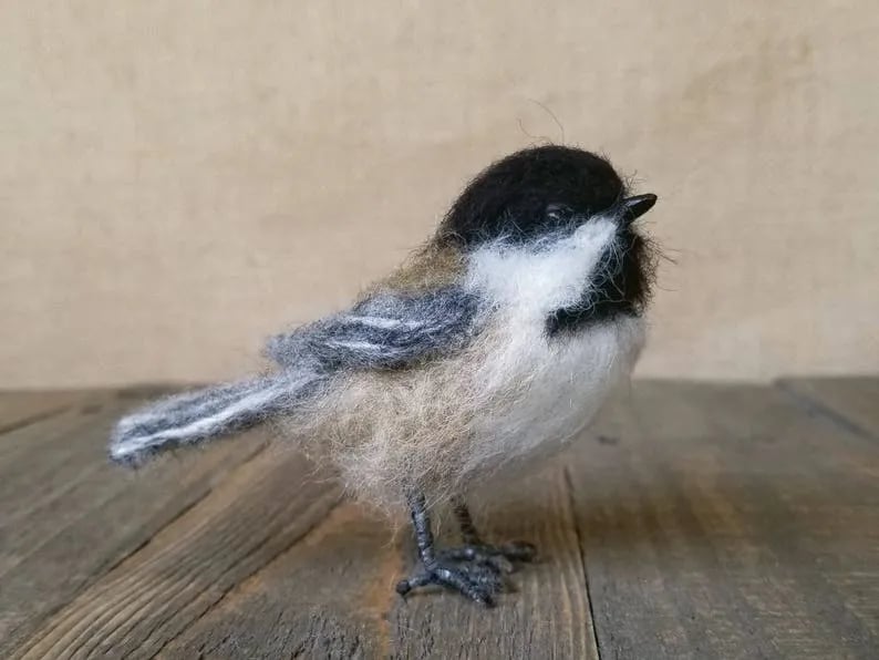 🎈Festigadget Eco-Friendly Needle Felted Bird Collection – Handmade Wool Songbirds (Wren/Chickadee/Bluebird/Magpie/Robin/Cardinal) – Sustainable Wildlife Decor 🐦✨
