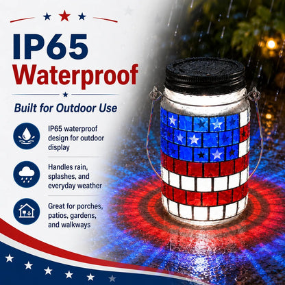 🔥Limited Edition, Only 100 Sets Left! - 4th of July Solar Patriotic Mason Jar Lantern