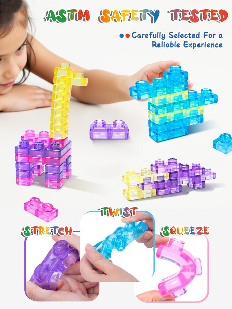 🧩GUMMY BLOC: 40-Piece Montessori Sensory Building Soft Blocks (BPA-Free & Non-Toxic Soft Silicone)